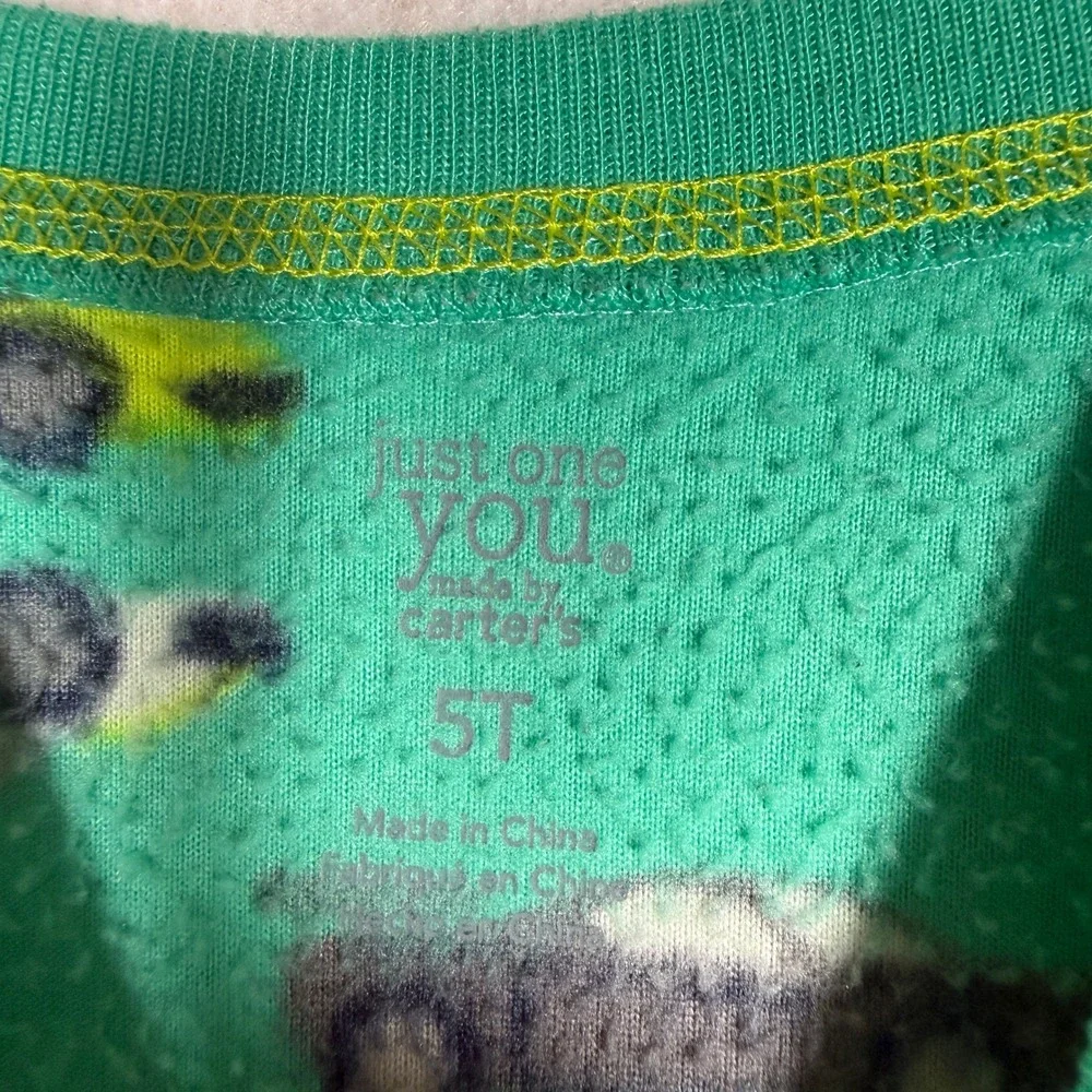 Just One You Carters Boys 5T Fleece Footed Sleeper Teal Green Race Car Pajamas